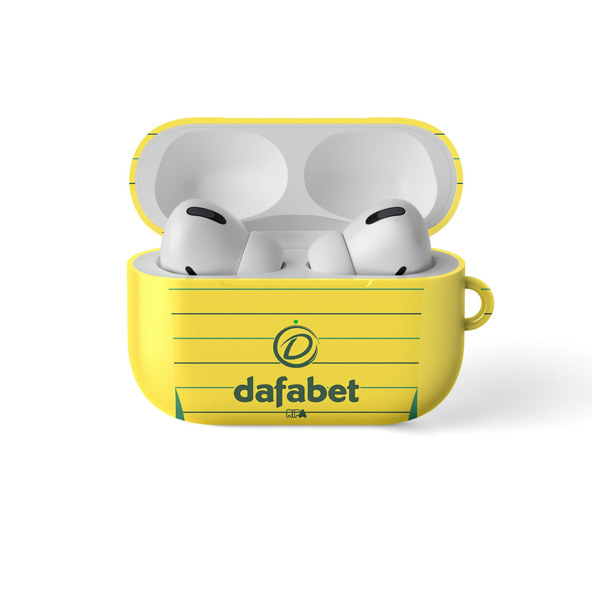 AirPods case with the Celtic 2024-25 Away football shirt design by RIPA Football