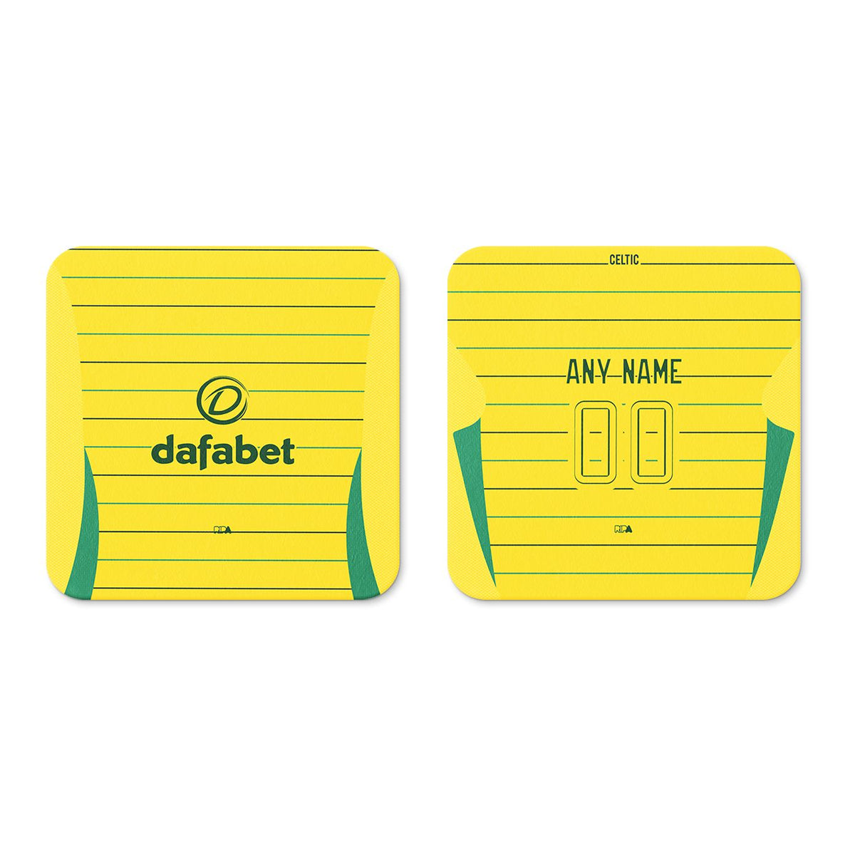 Coaster with the Celtic 2024-25 Away football shirt design by RIPA Football