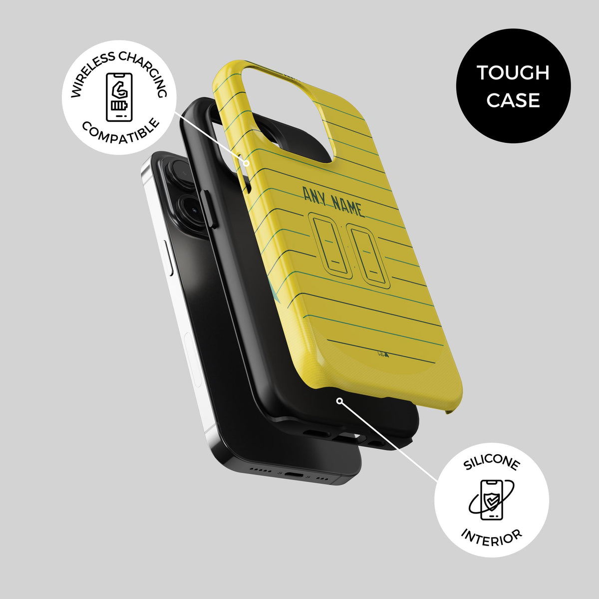Phone case with the Celtic 2024-25 Away football shirt design by RIPA Football