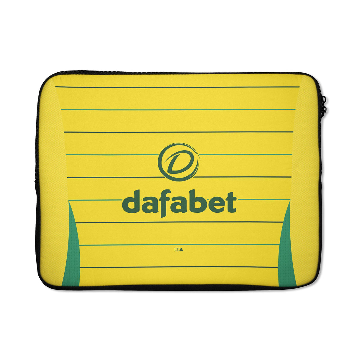 Laptop sleeve with the Celtic 2024-25 Away football shirt design by RIPA Football