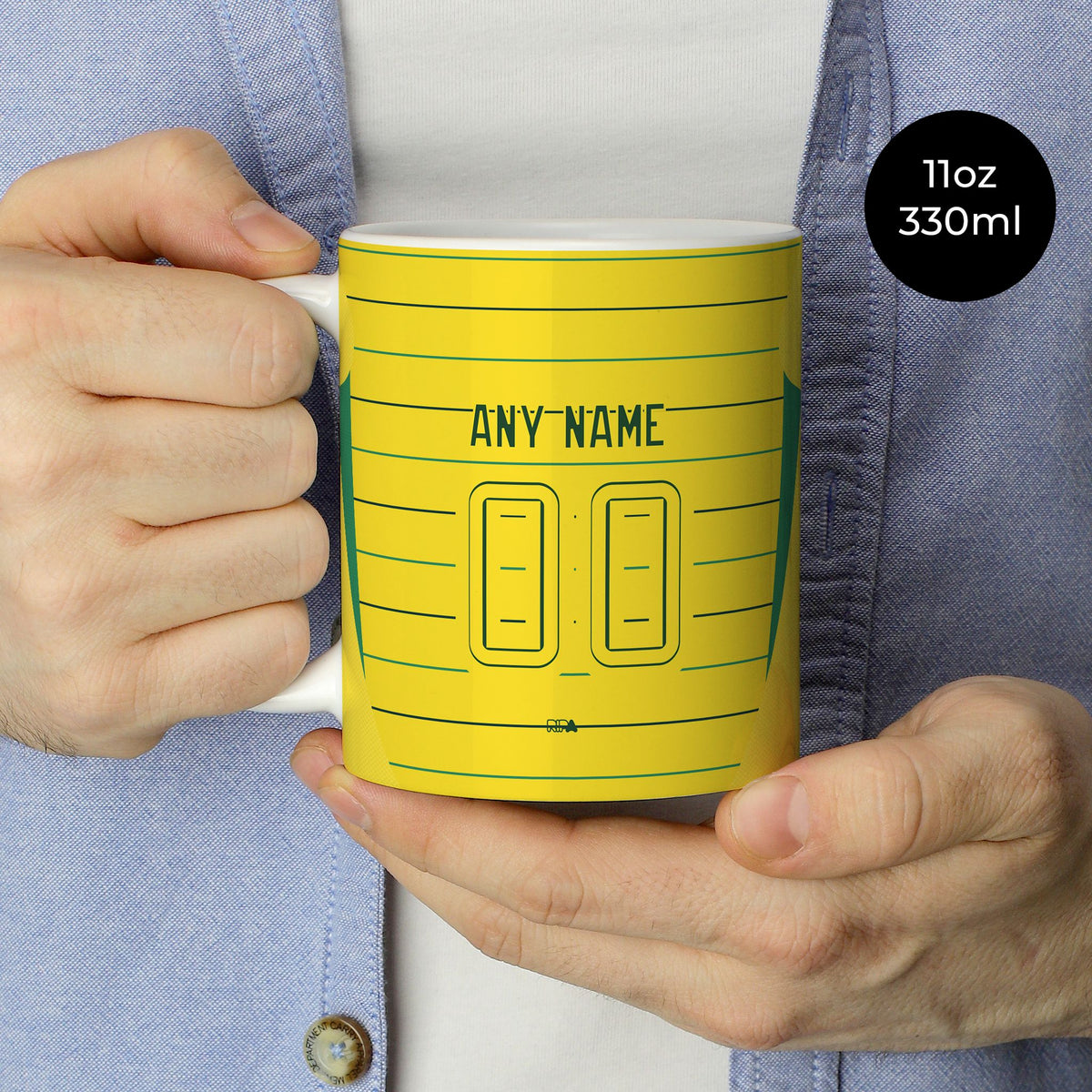 Mug with the Celtic 2024-25 Away football shirt design by RIPA Football