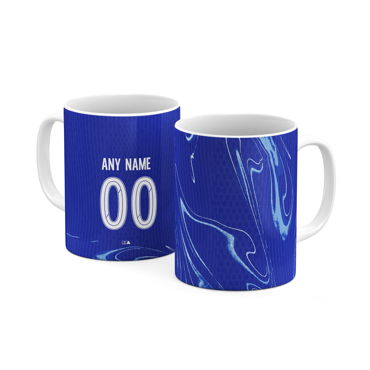 Mug with the Chelsea 2024-25 Home football shirt design by RIPA Football