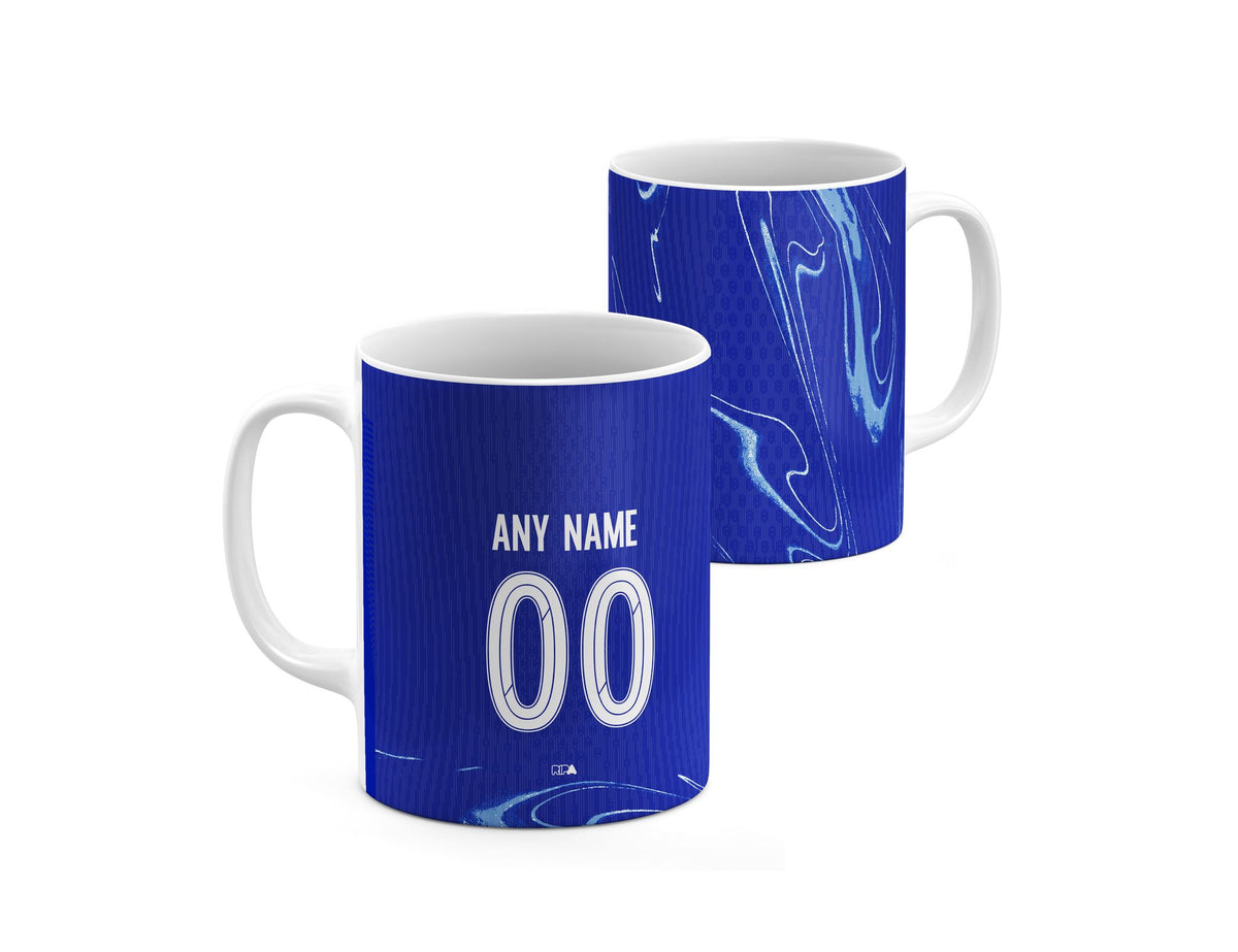 Mug with the Chelsea 2024-25 Home football shirt design by RIPA Football