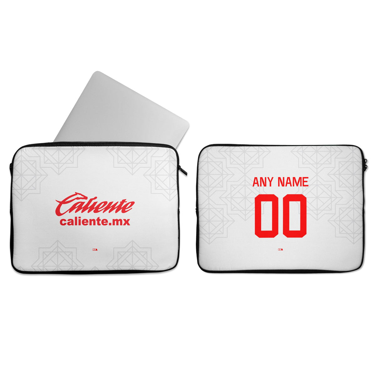 Laptop sleeve with the Chivas Guadalajara 2022-23 Away football shirt design by RIPA Football