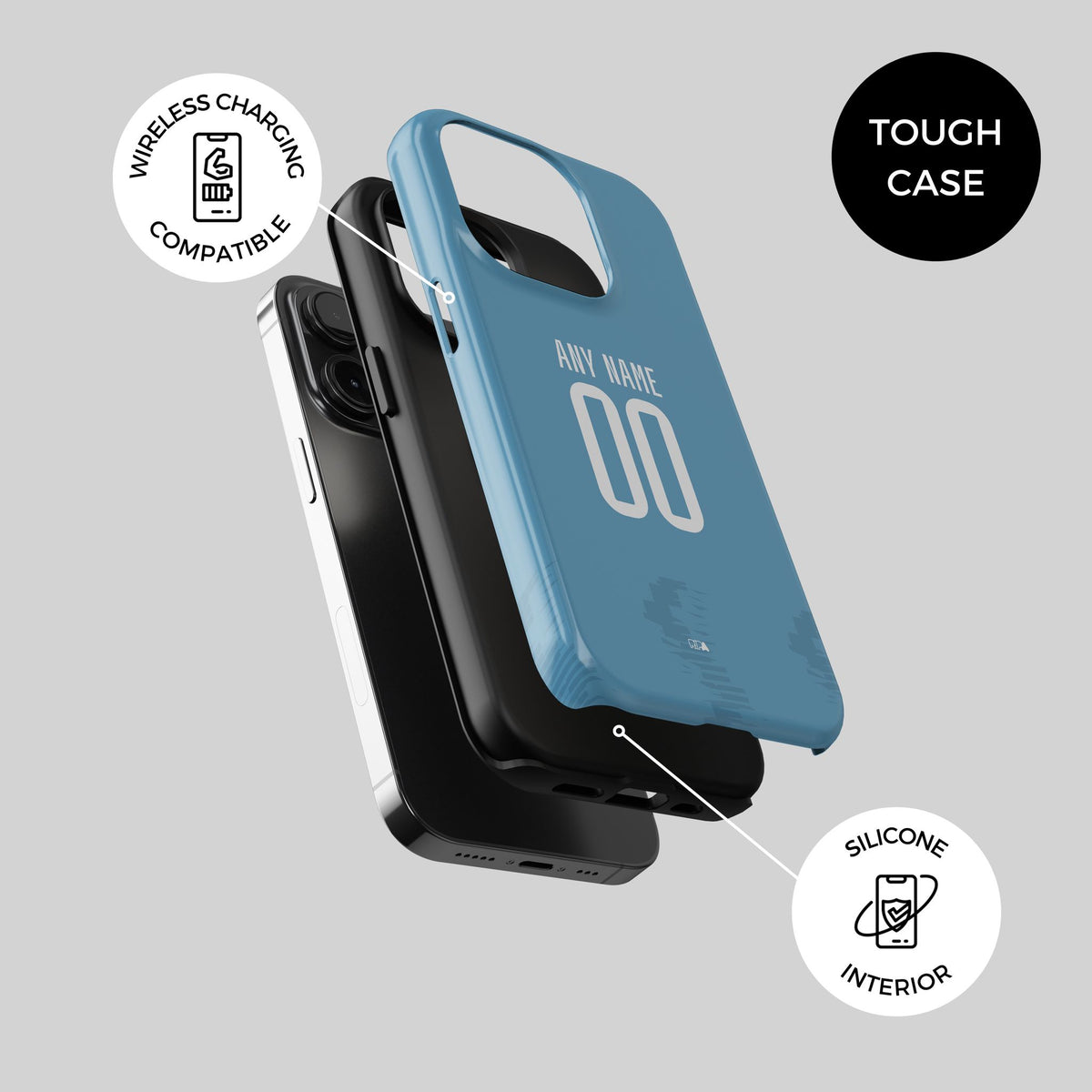 Phone case with the Club Brugge 2025-26 Third football shirt design by RIPA Football