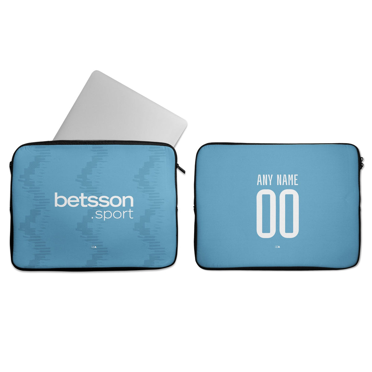 Laptop sleeve with the Club Brugge 2025-26 Third football shirt design by RIPA Football