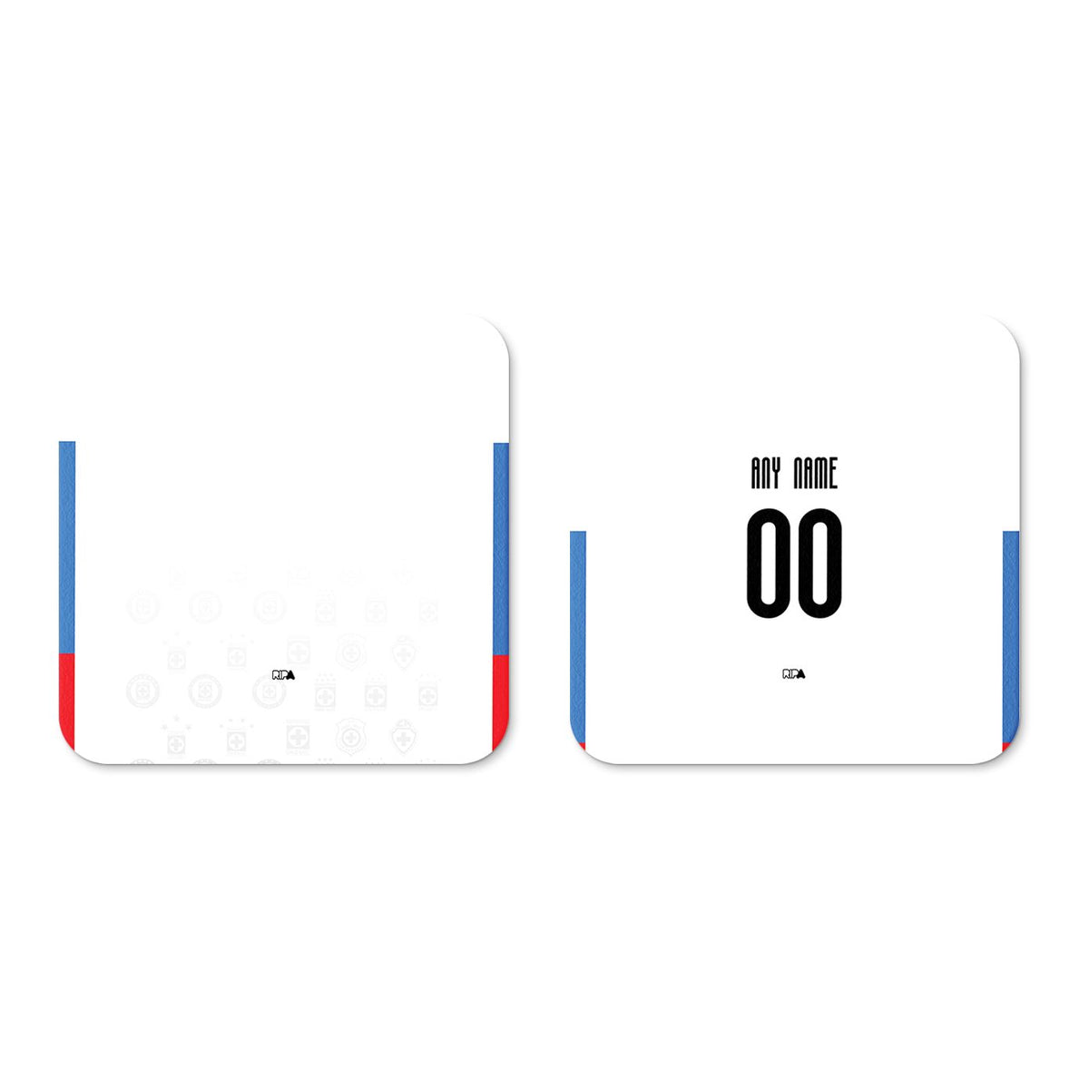 Coaster with the Cruz Azul 2022-23 Away football shirt design by RIPA Football