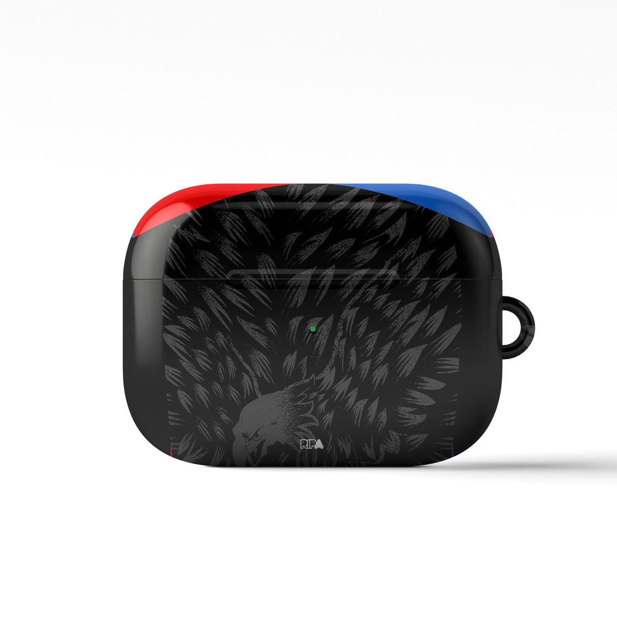 AirPods case with the Crystal Palace 2026-27 Away football shirt design by RIPA Football