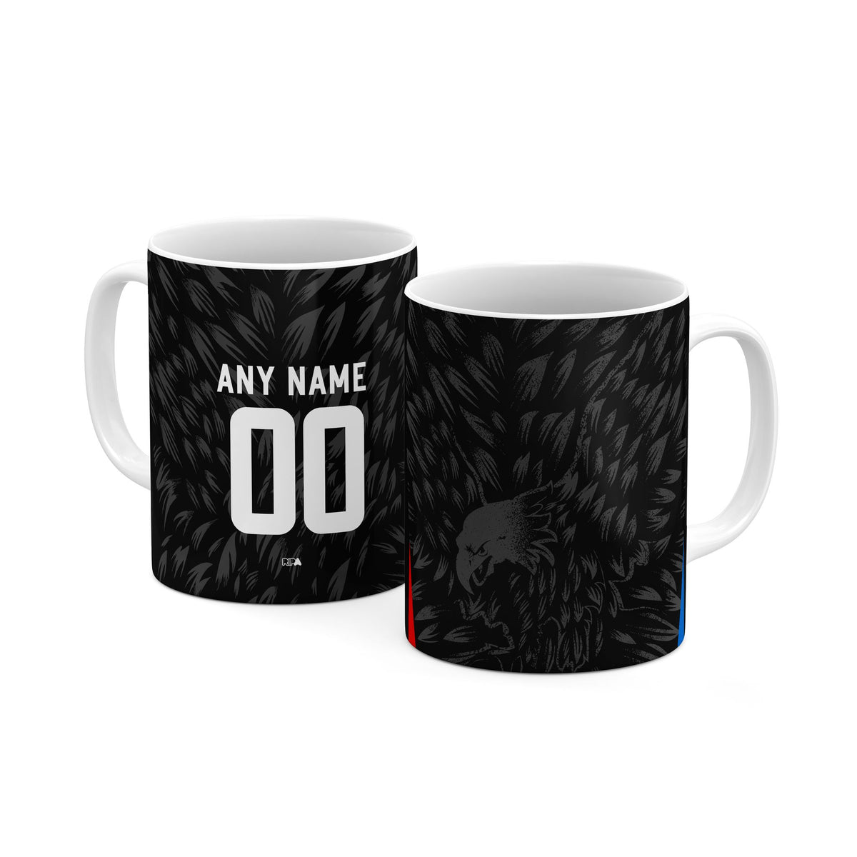 Mug with the Crystal Palace 2026-27 Away football shirt design by RIPA Football
