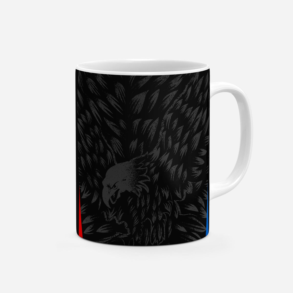 Mug with the Crystal Palace 2026-27 Away football shirt design by RIPA Football
