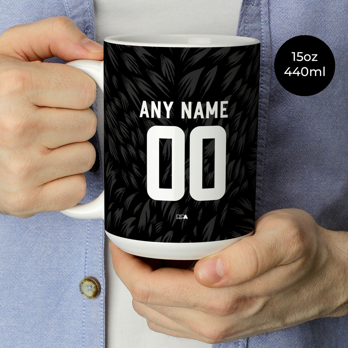 Mug with the Crystal Palace 2026-27 Away football shirt design by RIPA Football