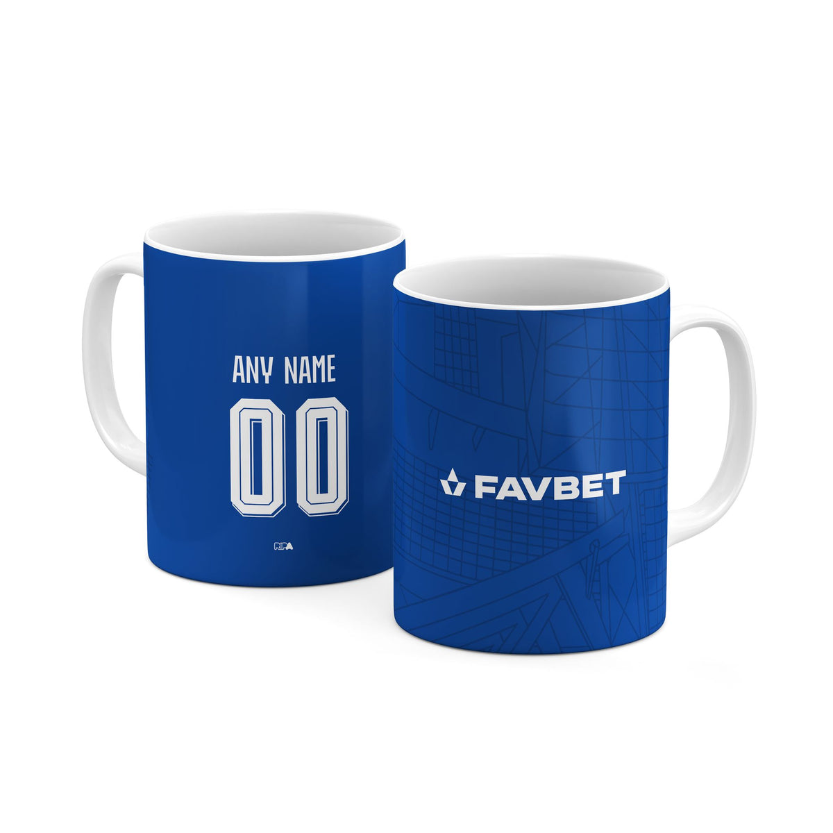 Mug with the Dinamo Zagreb 2026-27 Home football shirt design by RIPA Football
