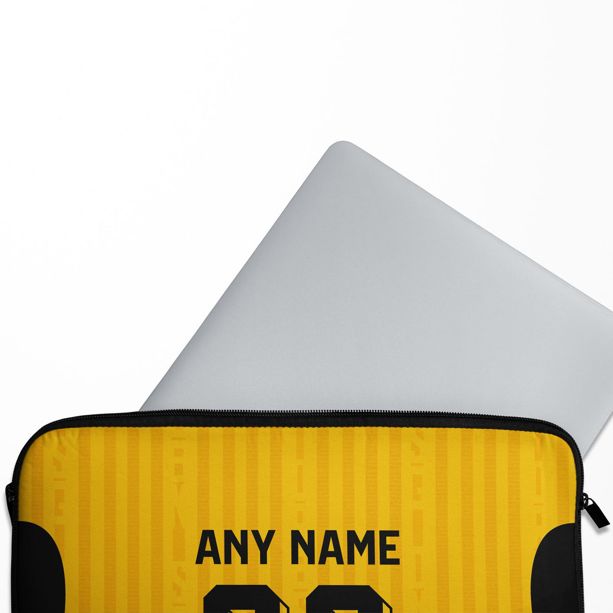 Laptop sleeve with the Dynamo Dresden 2026-27 Home football shirt design by RIPA Football