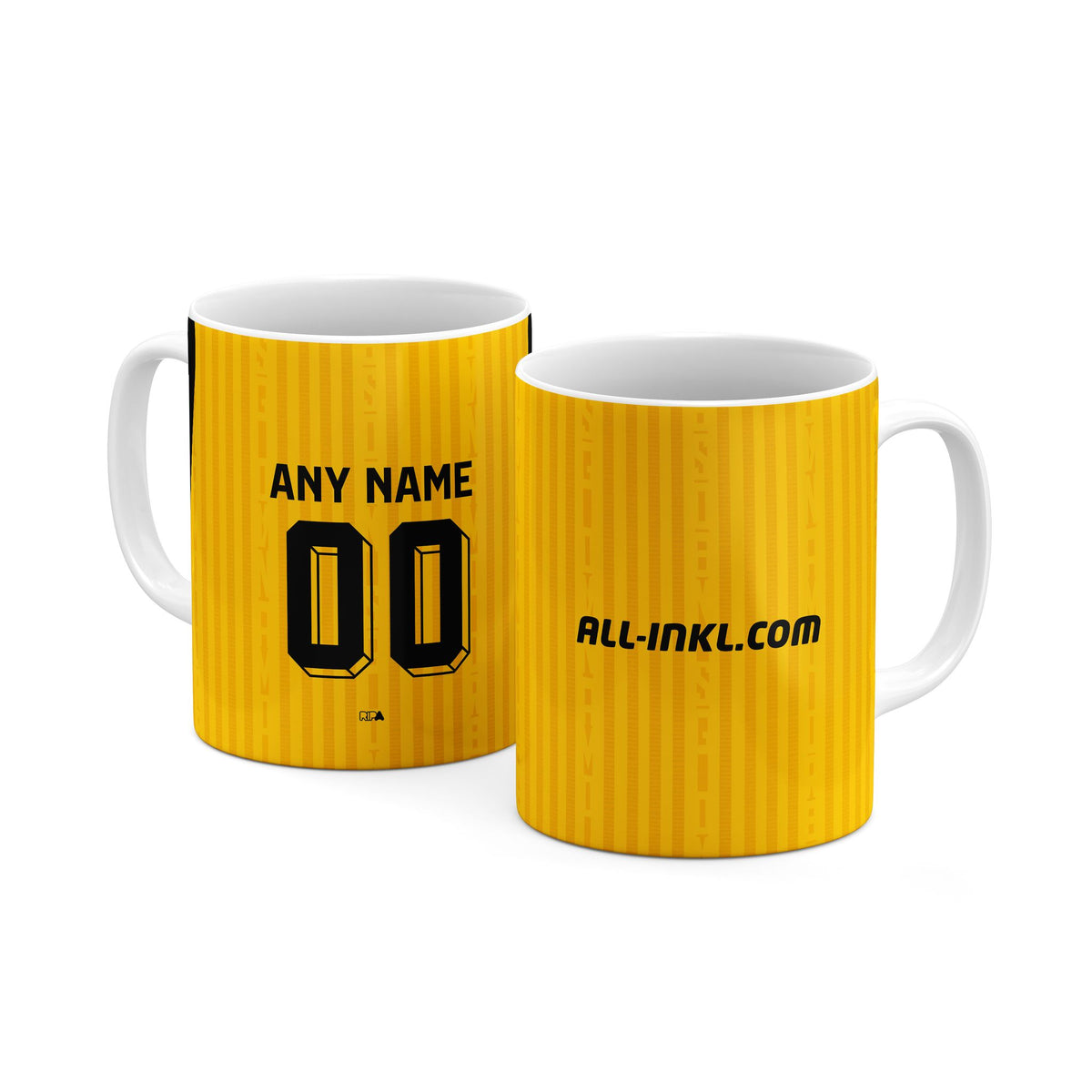 Mug with the Dynamo Dresden 2026-27 Home football shirt design by RIPA Football