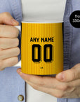 Mug with the Dynamo Dresden 2026-27 Home football shirt design by RIPA Football
