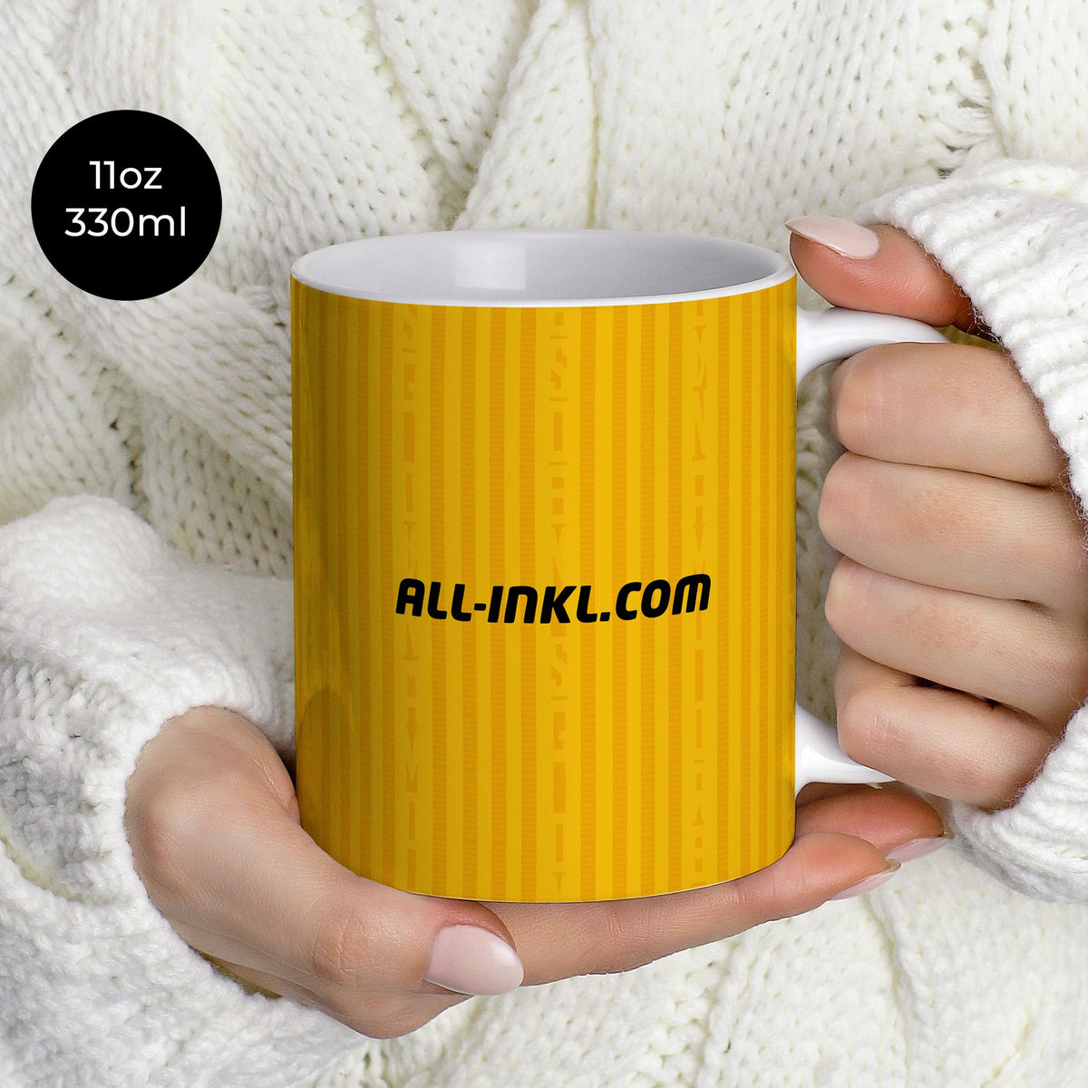 Mug with the Dynamo Dresden 2026-27 Home football shirt design by RIPA Football