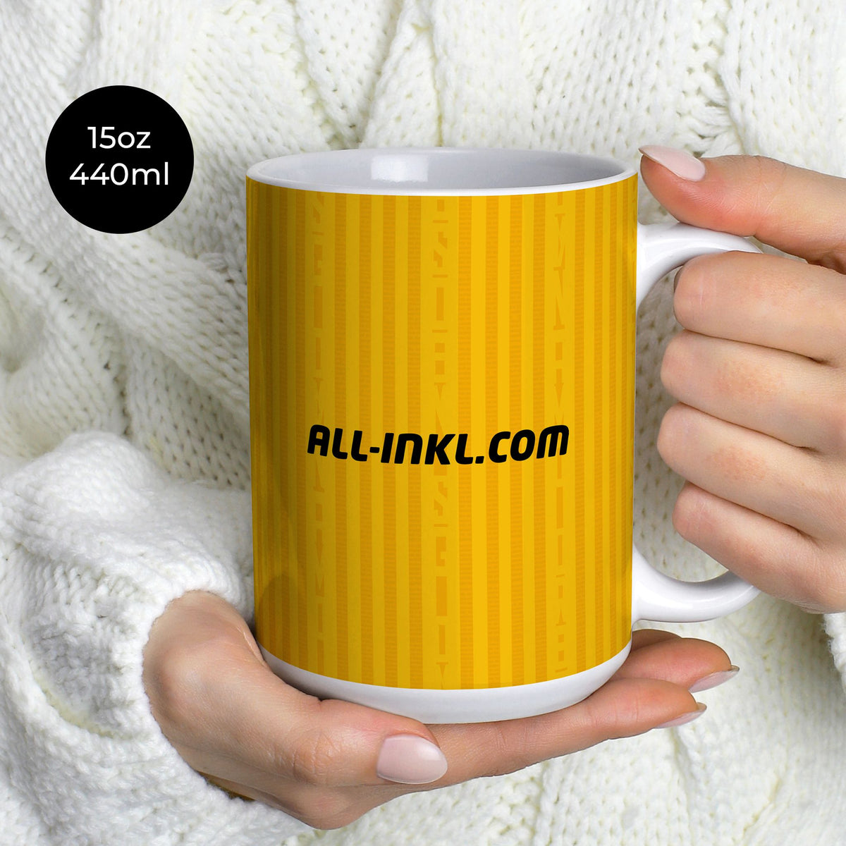 Mug with the Dynamo Dresden 2026-27 Home football shirt design by RIPA Football
