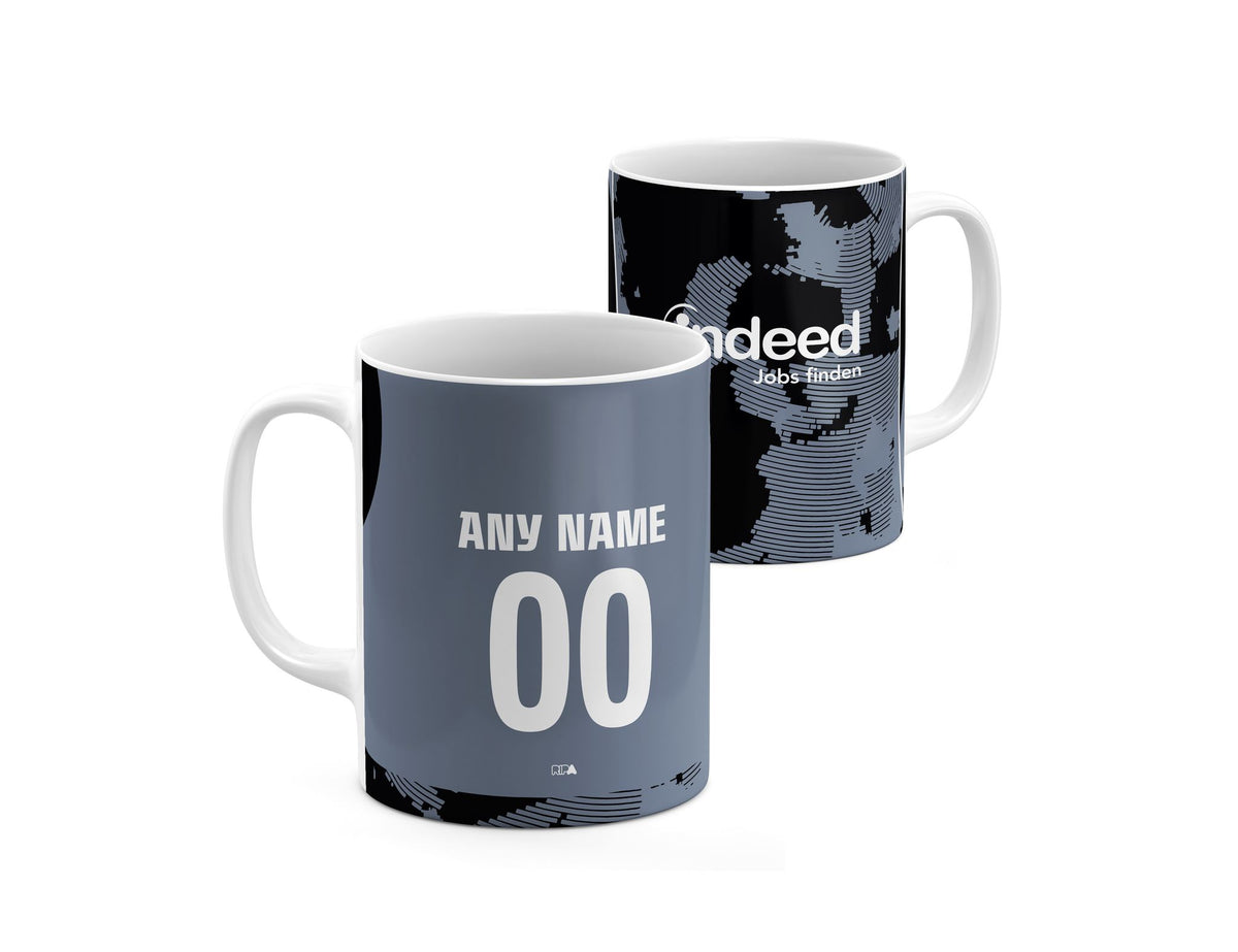 Mug with the Eintracht Frankfurt 2025-26 Third football shirt design by RIPA Football