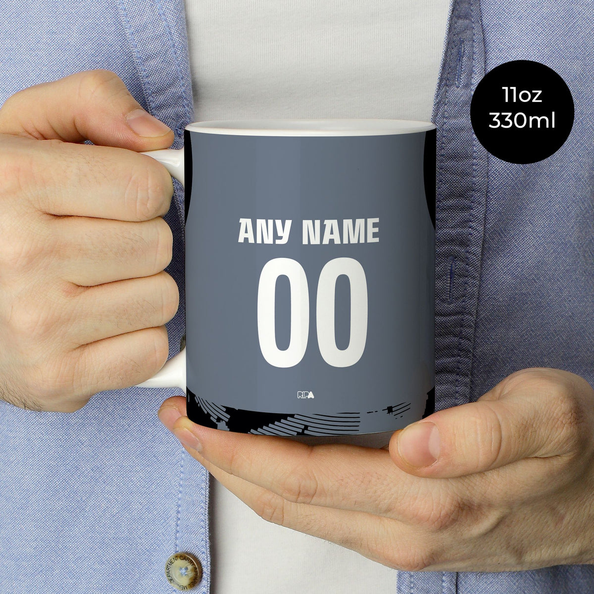 Mug with the Eintracht Frankfurt 2025-26 Third football shirt design by RIPA Football