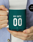 Mug with the Emelec 2026 Third football shirt design by RIPA Football