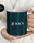 Mug with the Emelec 2026 Third football shirt design by RIPA Football