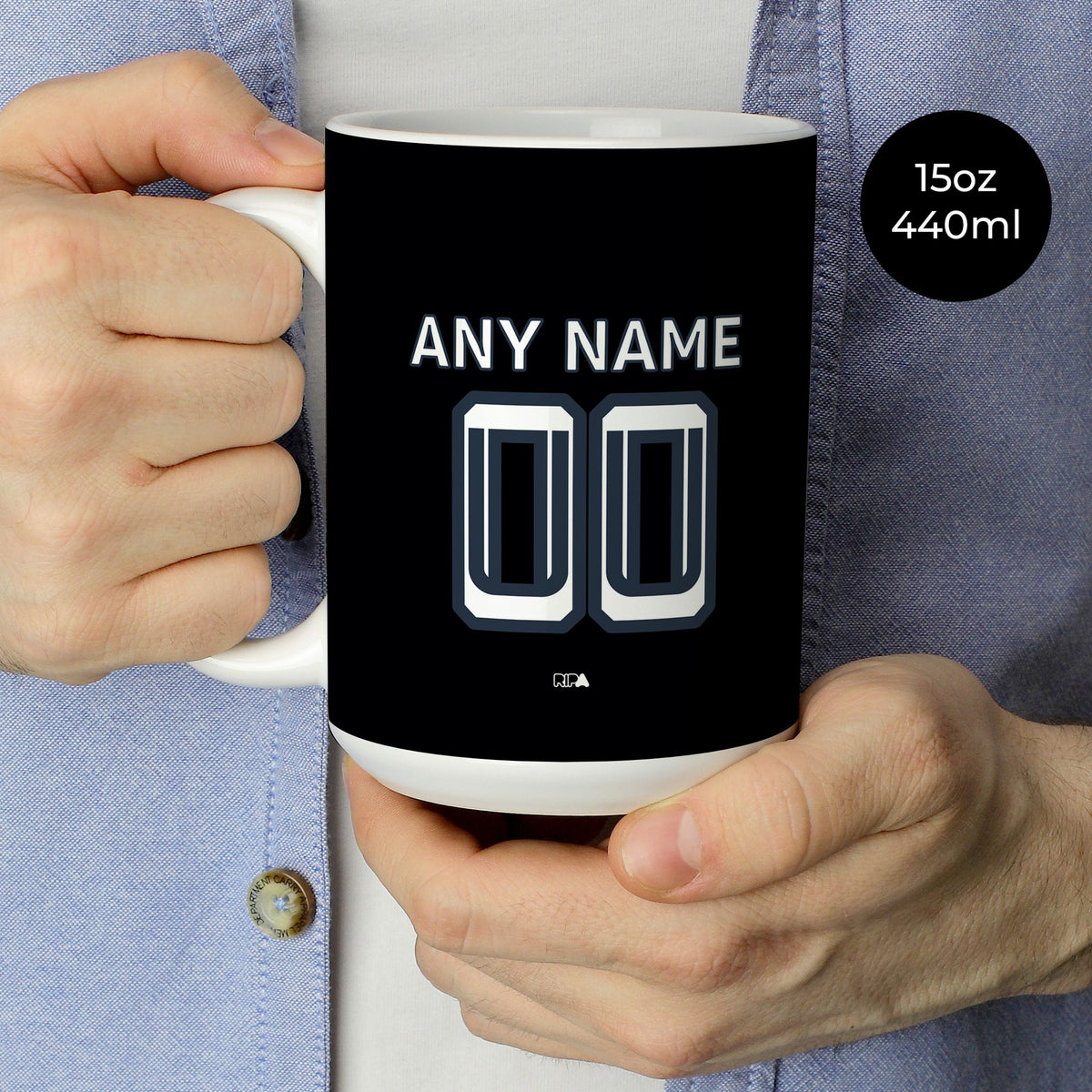Mug with the Everton 2025-26 Third football shirt design by RIPA Football