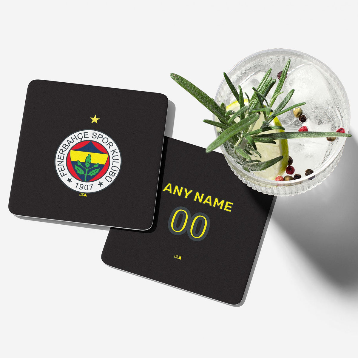 Coaster with the Fenerbahçe 2023-24 Home football shirt design by RIPA Football