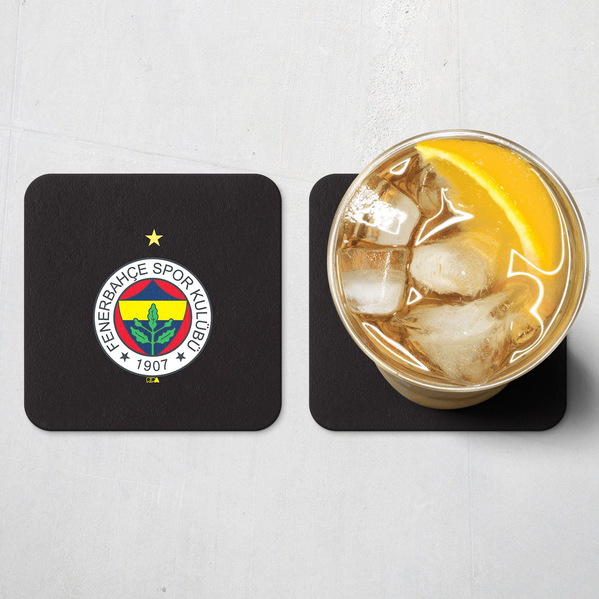 Coaster with the Fenerbahçe 2023-24 Home football shirt design by RIPA Football