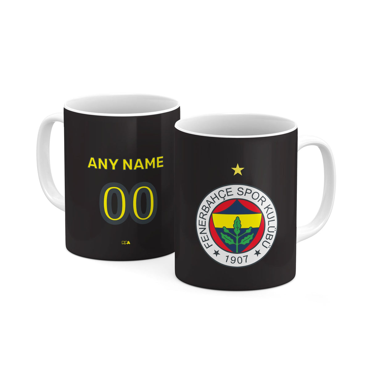 Mug with the Fenerbahçe 2023-24 Home football shirt design by RIPA Football