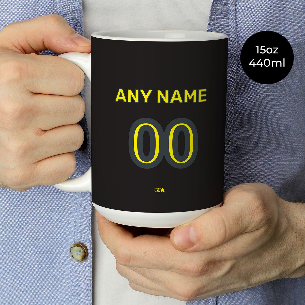 Mug with the Fenerbahçe 2023-24 Home football shirt design by RIPA Football