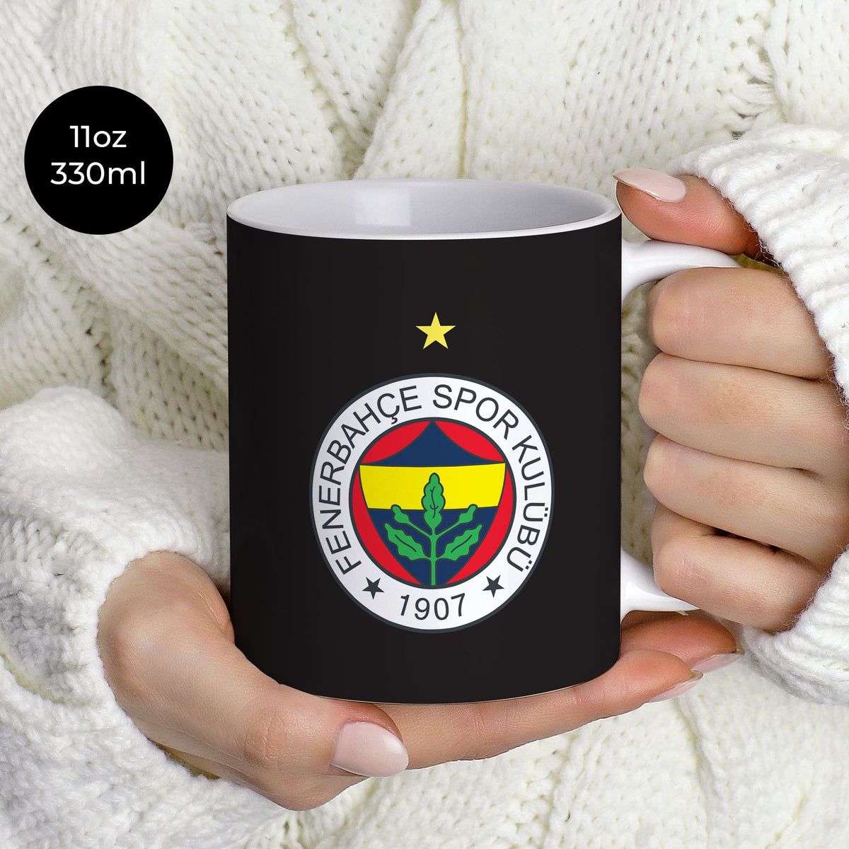 Mug with the Fenerbahçe 2023-24 Home football shirt design by RIPA Football