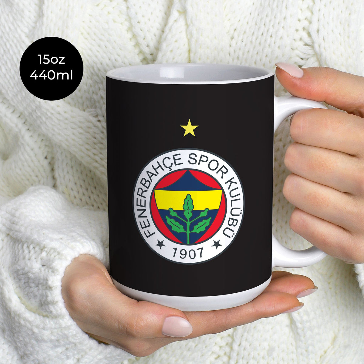 Mug with the Fenerbahçe 2023-24 Home football shirt design by RIPA Football