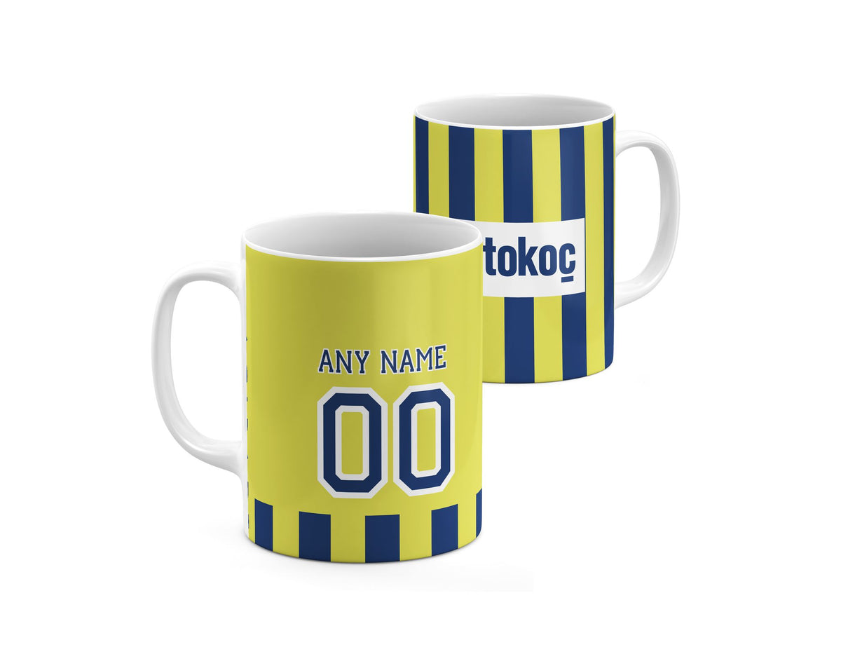 Mug with the Fenerbahçe 2026-27 Home football shirt design by RIPA Football