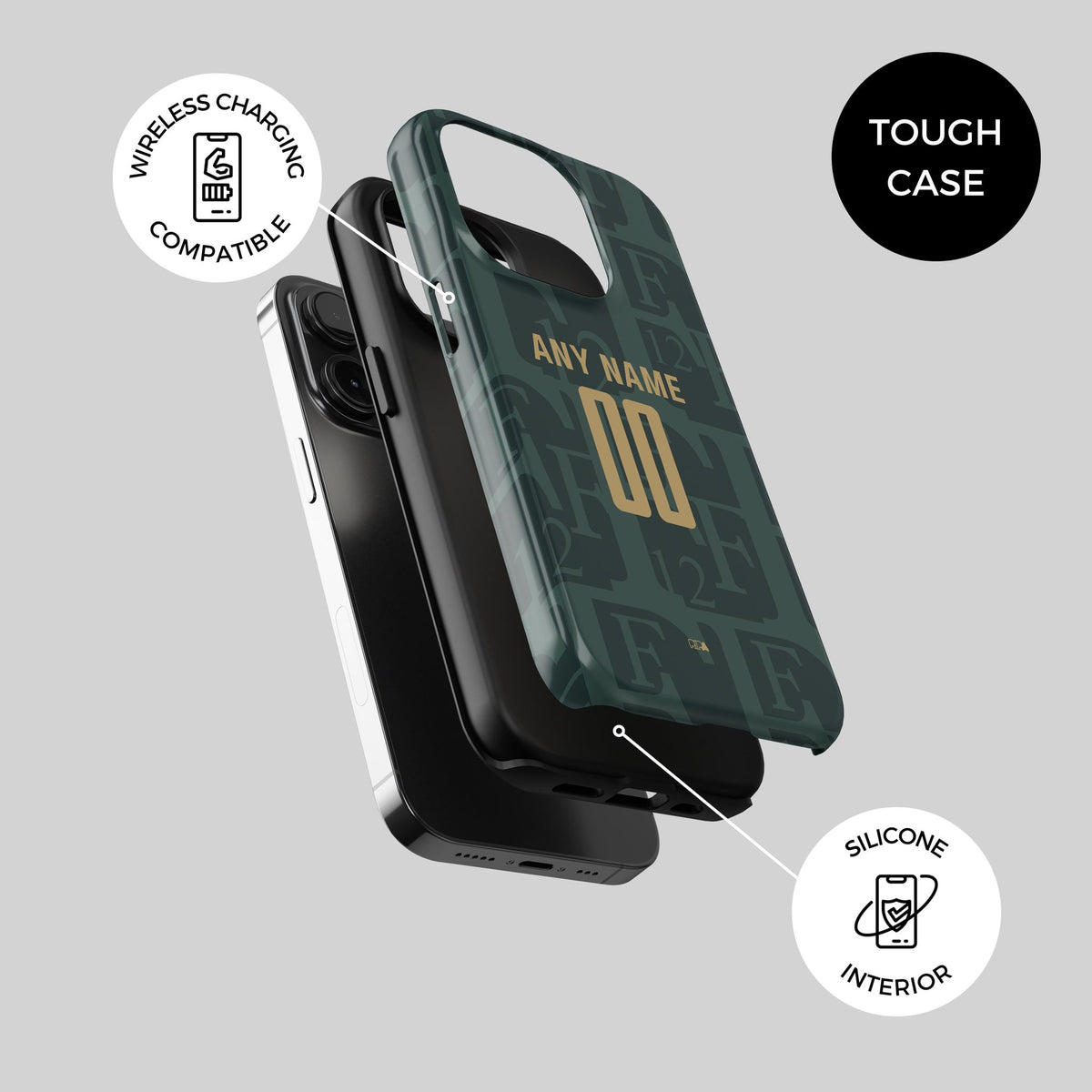 Phone case with the Feyenoord Rotterdam 2025-26 Fourth football shirt design by RIPA Football