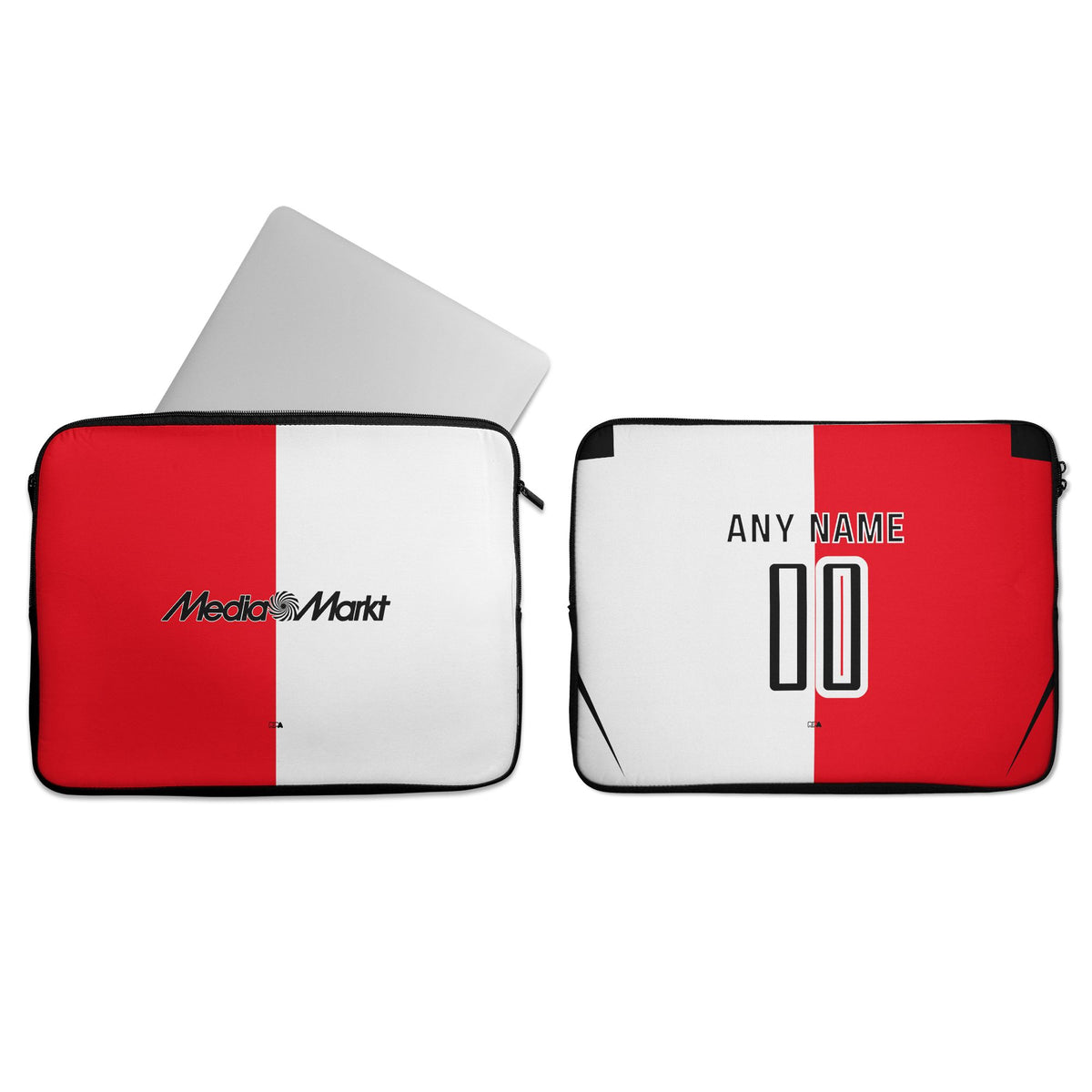 Laptop sleeve with the Feyenoord Rotterdam 2026-27 Home football shirt design by RIPA Football