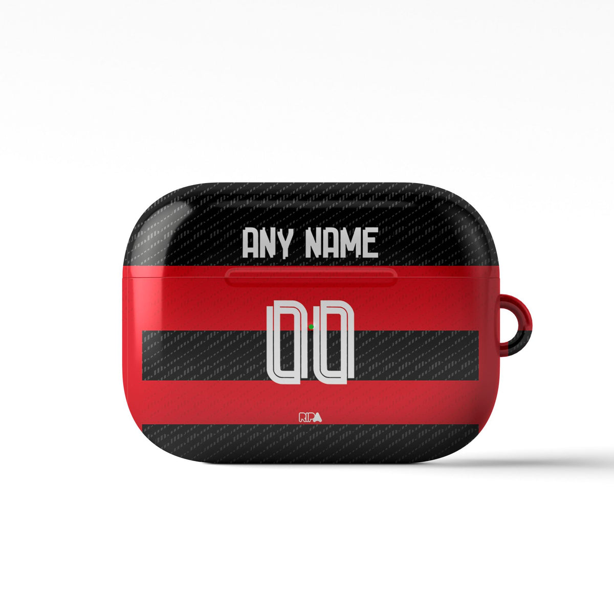 AirPods case with the Flamengo 2024 Home football shirt design by RIPA Football