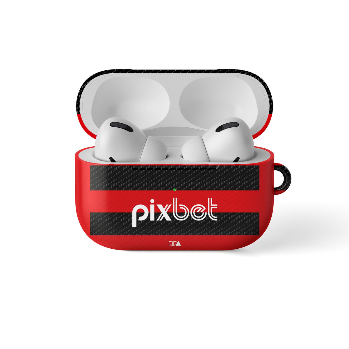 AirPods case with the Flamengo 2024 Home football shirt design by RIPA Football