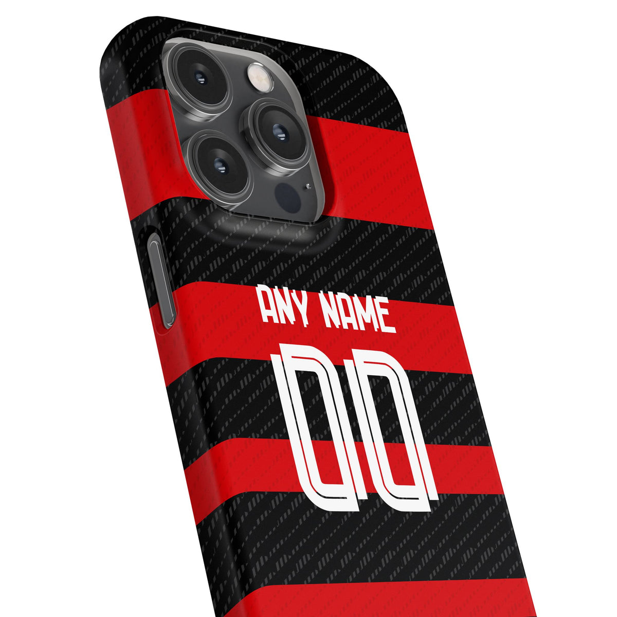 Phone case with the Flamengo 2024 Home football shirt design by RIPA Football