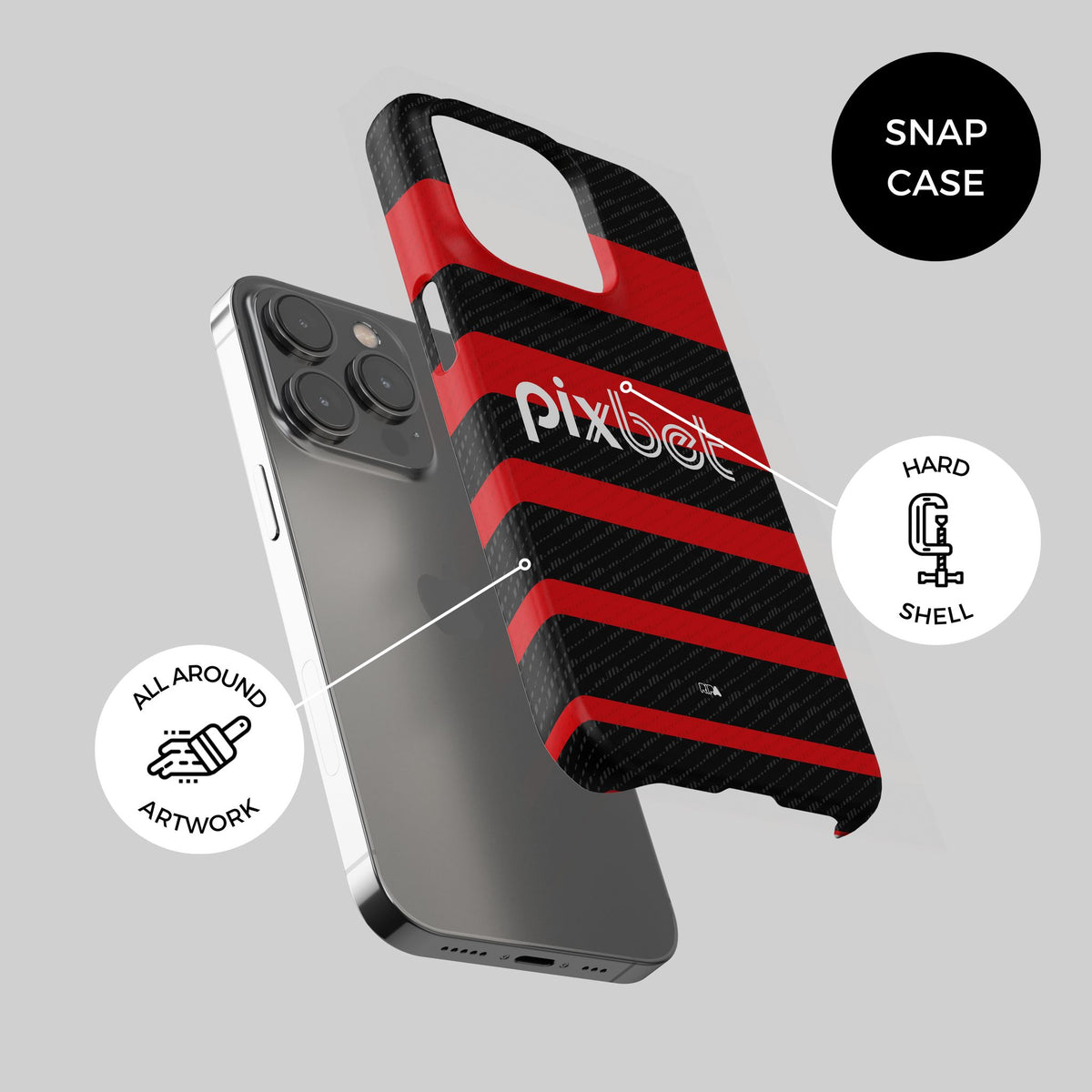 Phone case with the Flamengo 2024 Home football shirt design by RIPA Football