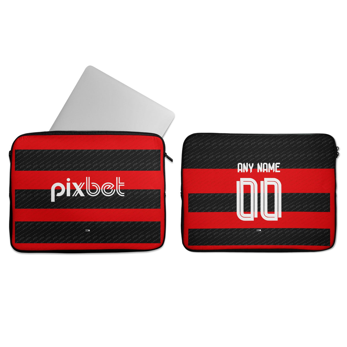 Laptop sleeve with the Flamengo 2024 Home football shirt design by RIPA Football