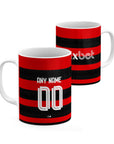 Mug with the Flamengo 2024 Home football shirt design by RIPA Football