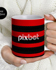 Mug with the Flamengo 2024 Home football shirt design by RIPA Football