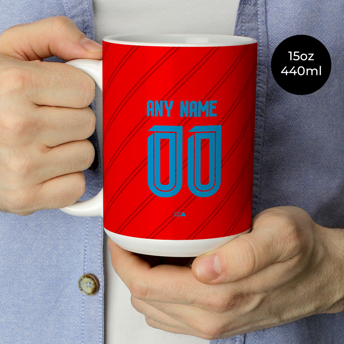 Mug with the Flamengo 2026 Third football shirt design by RIPA Football