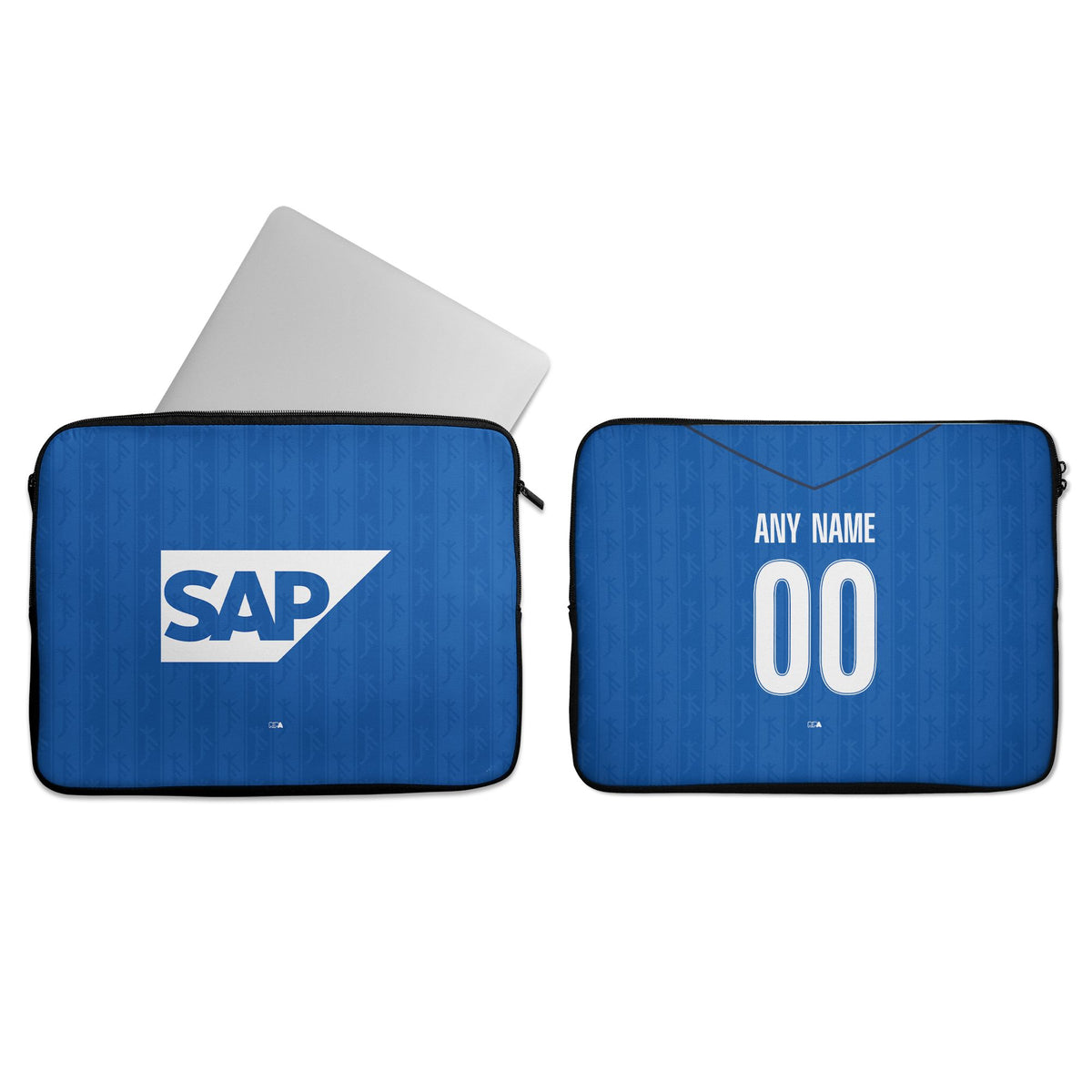 Laptop sleeve with the Hoffenheim 2026-27 Home football shirt design by RIPA Football