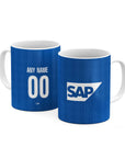 Mug with the Hoffenheim 2026-27 Home football shirt design by RIPA Football