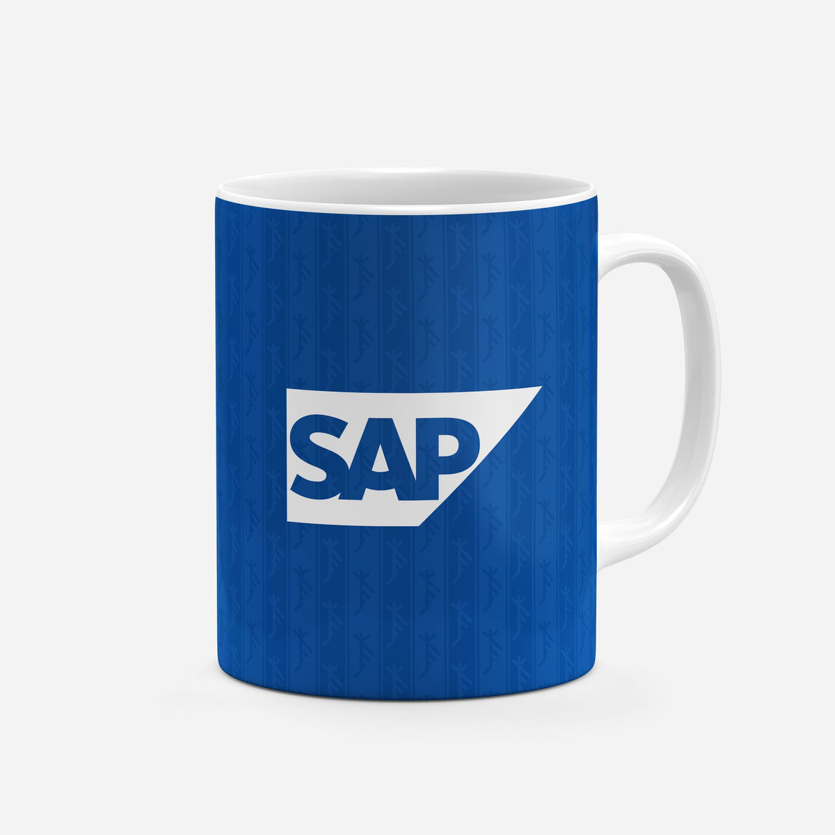 Mug with the Hoffenheim 2026-27 Home football shirt design by RIPA Football