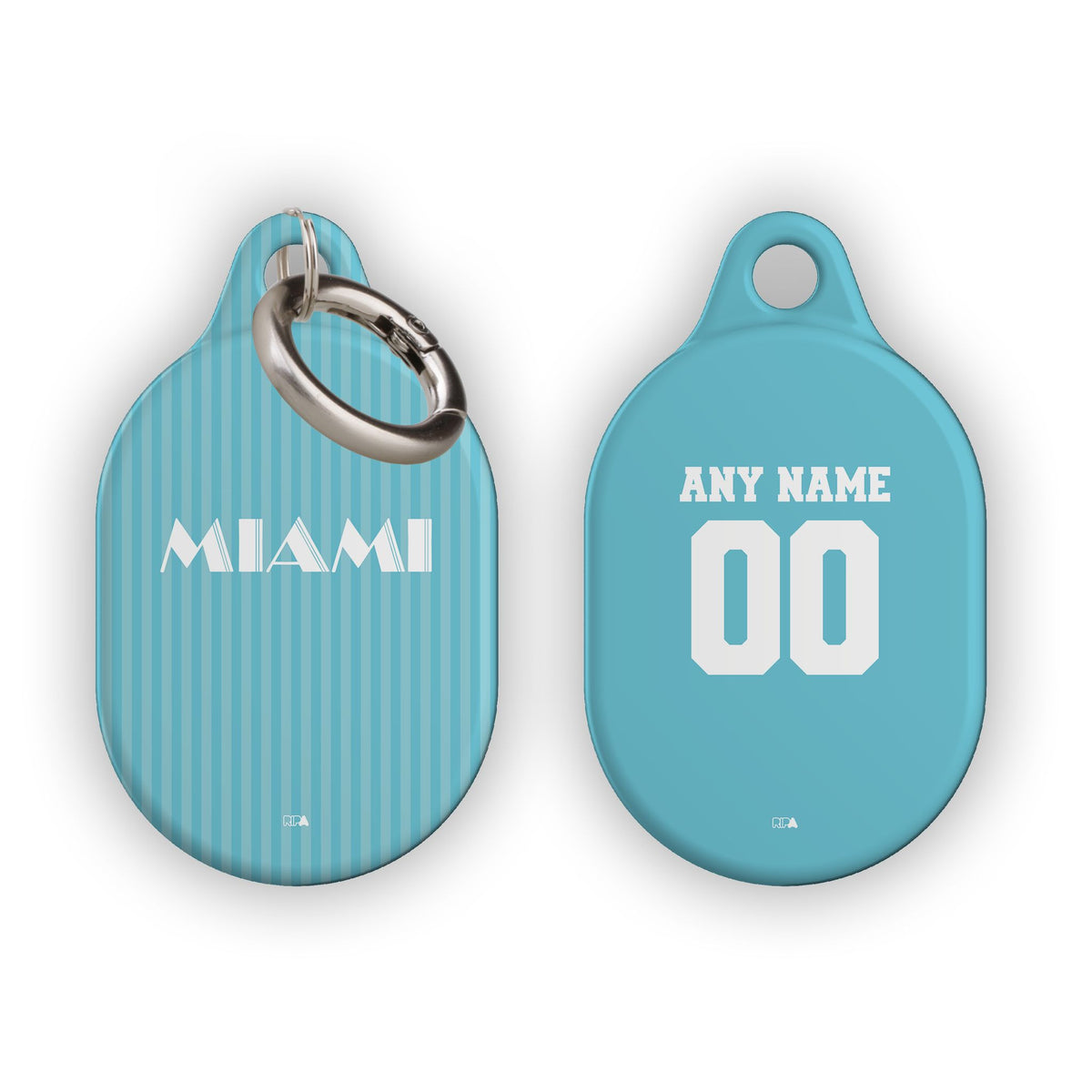AirTag holder with the Inter Miami 2024 Alternate football shirt design by RIPA Football