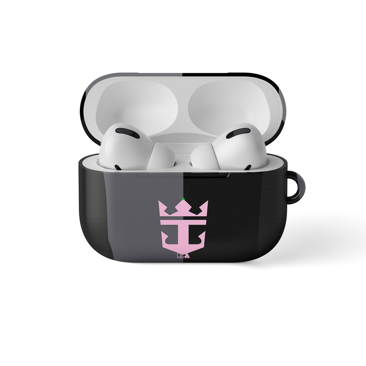 AirPods case with the Inter Miami 2025 Away football shirt design by RIPA Football