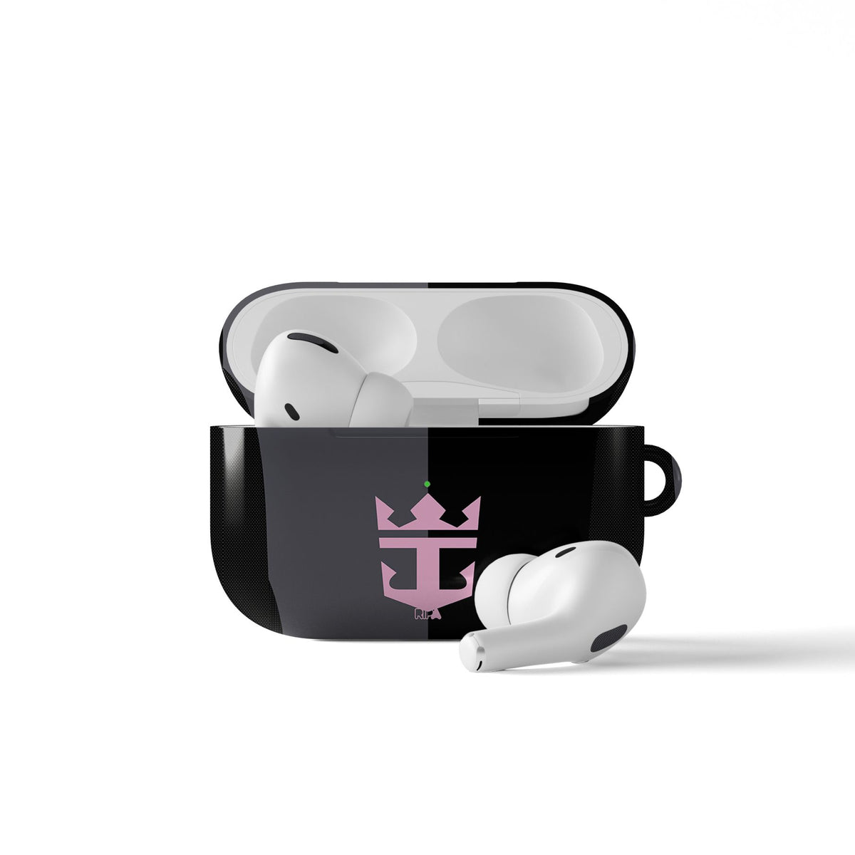 AirPods case with the Inter Miami 2025 Away football shirt design by RIPA Football