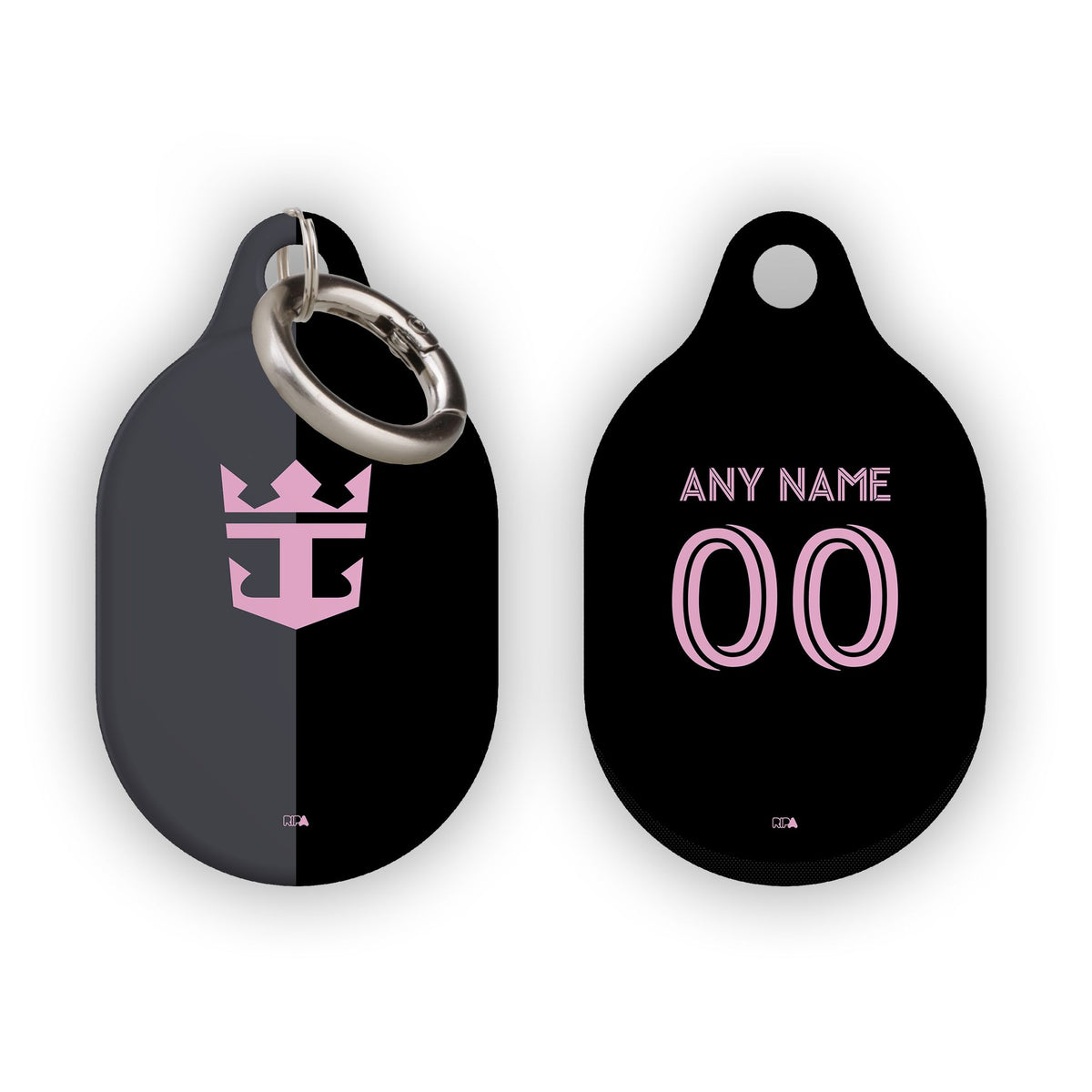 AirTag holder with the Inter Miami 2025 Away football shirt design by RIPA Football